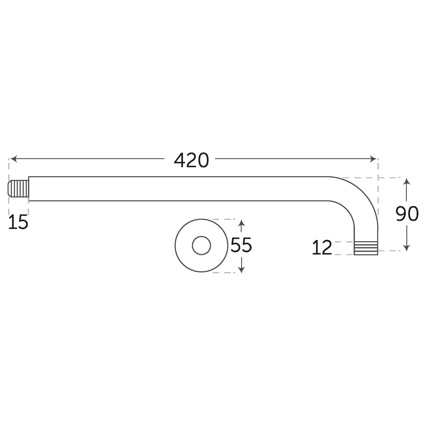 Brazo P/Regadera 420mm A 90°