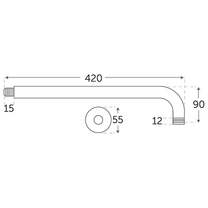 Brazo P/Regadera 420mm A 90°